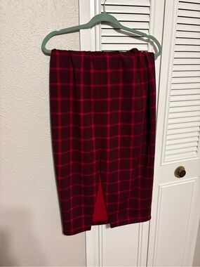 Old Navy Red Plaid Pencil Skirt